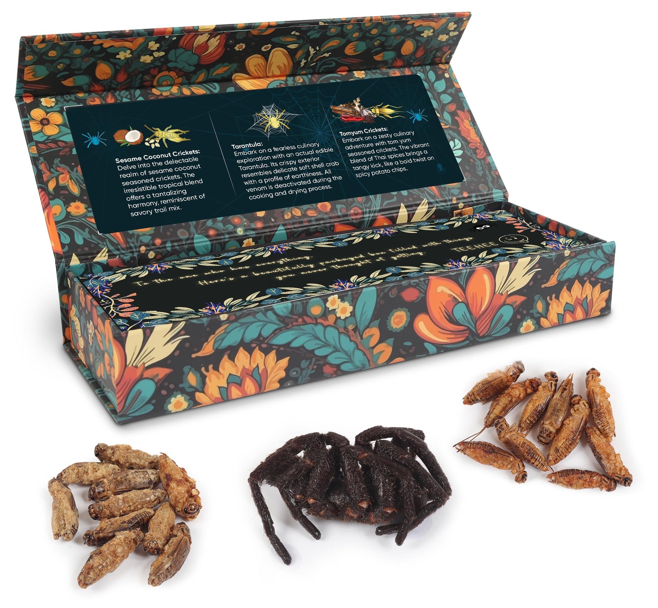 Insnacc White Elephant Gifts For Adults - 0.78 Ounce Real Edible Flavored Insects For Humans, Funny Birthday Gifts, Weird Gifts (Tarantula & Assorted Bugs, Box of 3)