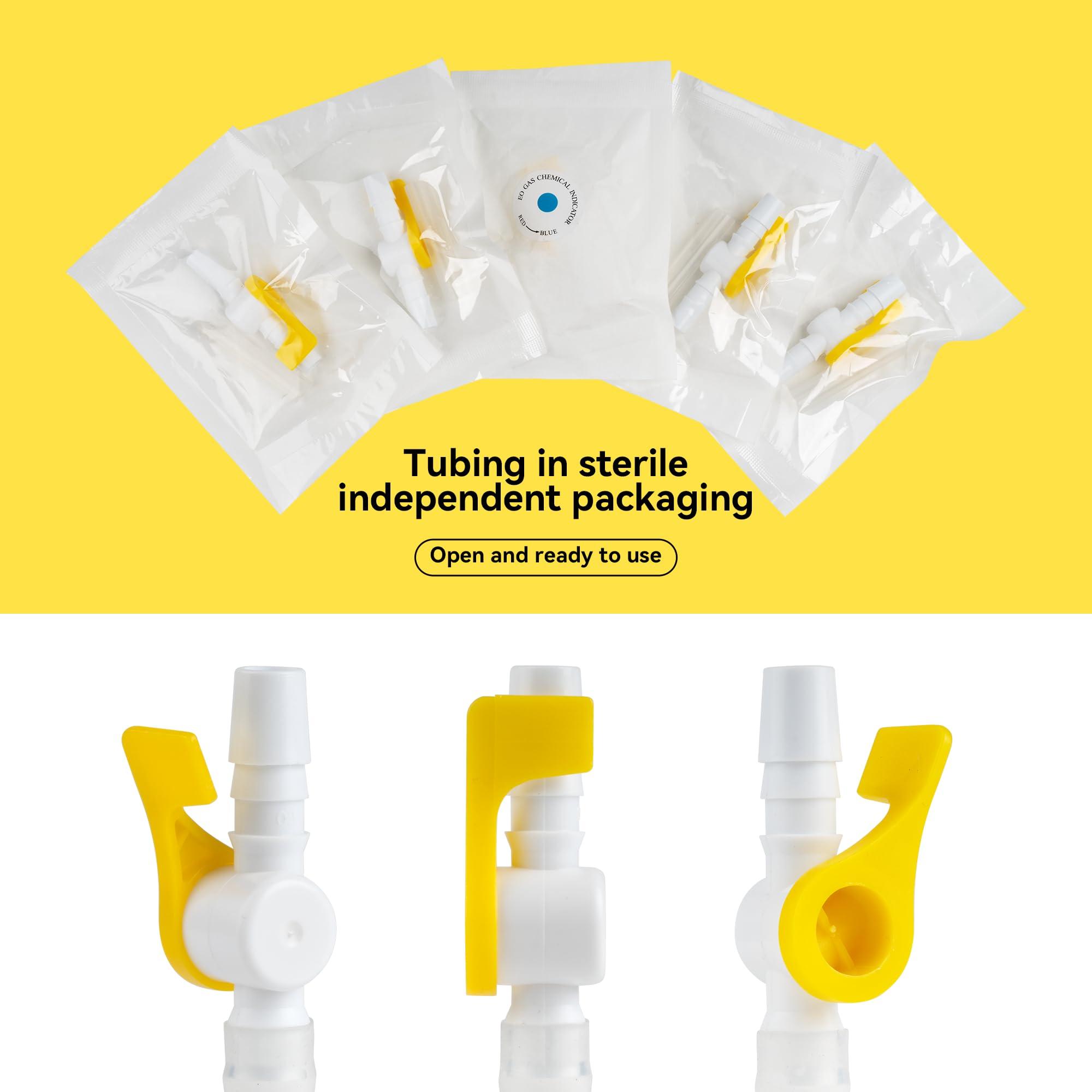 Ximter Ximter Comfort Flow Catheter Valves - Sterile, Easy to Use Lever Tap, Smooth Edges, and Tubing for Optimal Urine Drainage Comfort (5 Pack) - Essential Catheter Supplies