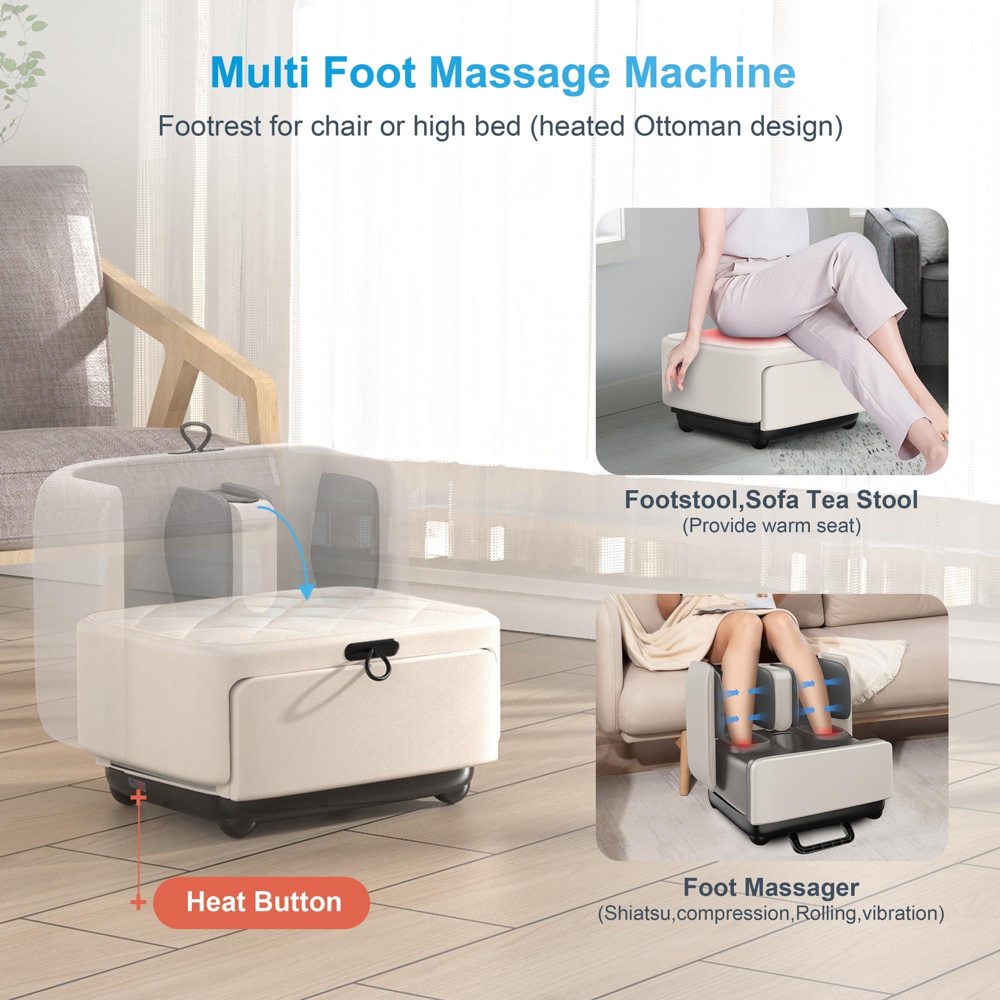 COMFIER COMFIER 2-in-1 Shiatsu Foot Massager&Foot Rest,Foot and Calf Massager with APP Control,Heated Feet Massager,Calf Massager for Foot Pain Relief,Gifts for Men,Women