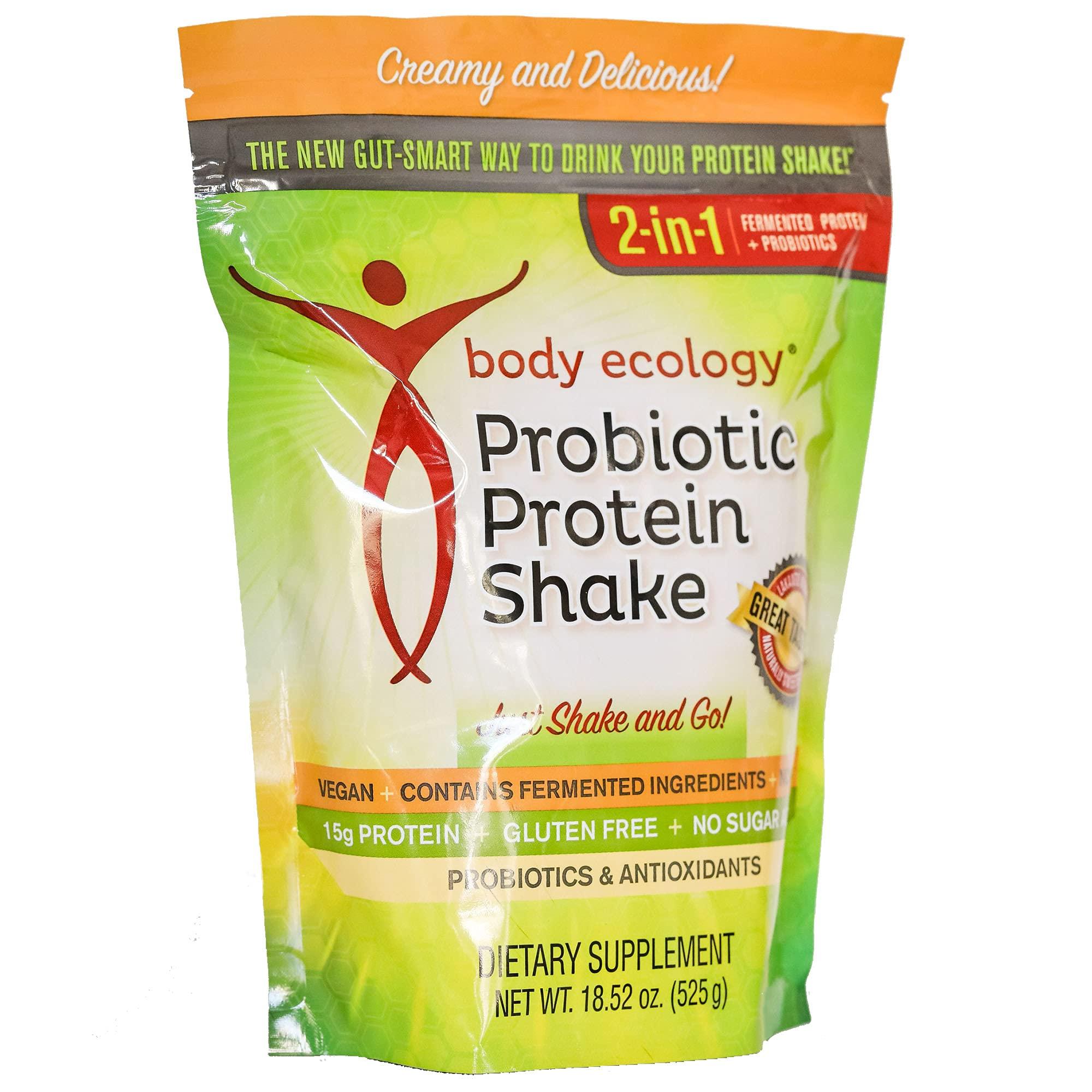 Body Ecology Body Ecology Probiotic Protein Shake Powder | Fermented Protein Dietary Supplement | Non-GMO | Gluten Free | Soy Free | No Sugar Added | 15g of Protein | Protein Powder | Resealable 18.52 OZ