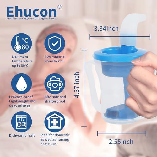 Ehucon Ehucon Dysphagia Regulating Drinking Cup for Elderly-Having Difficulty Swallowing,Dispenses 5 cc or 10 cc of Liquid Helps to Prevent Choking,Liquids Only (Blue)