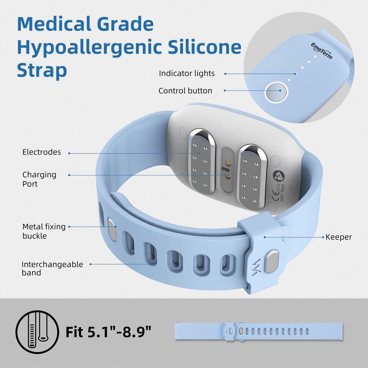 EmeTerm EmeTerm Anti-Nausea Wristband Relieve Morning Motion Travel Sickness Rechargeable Drug Free Bands Without Side Effects - Extra 2pack Conductive Gel