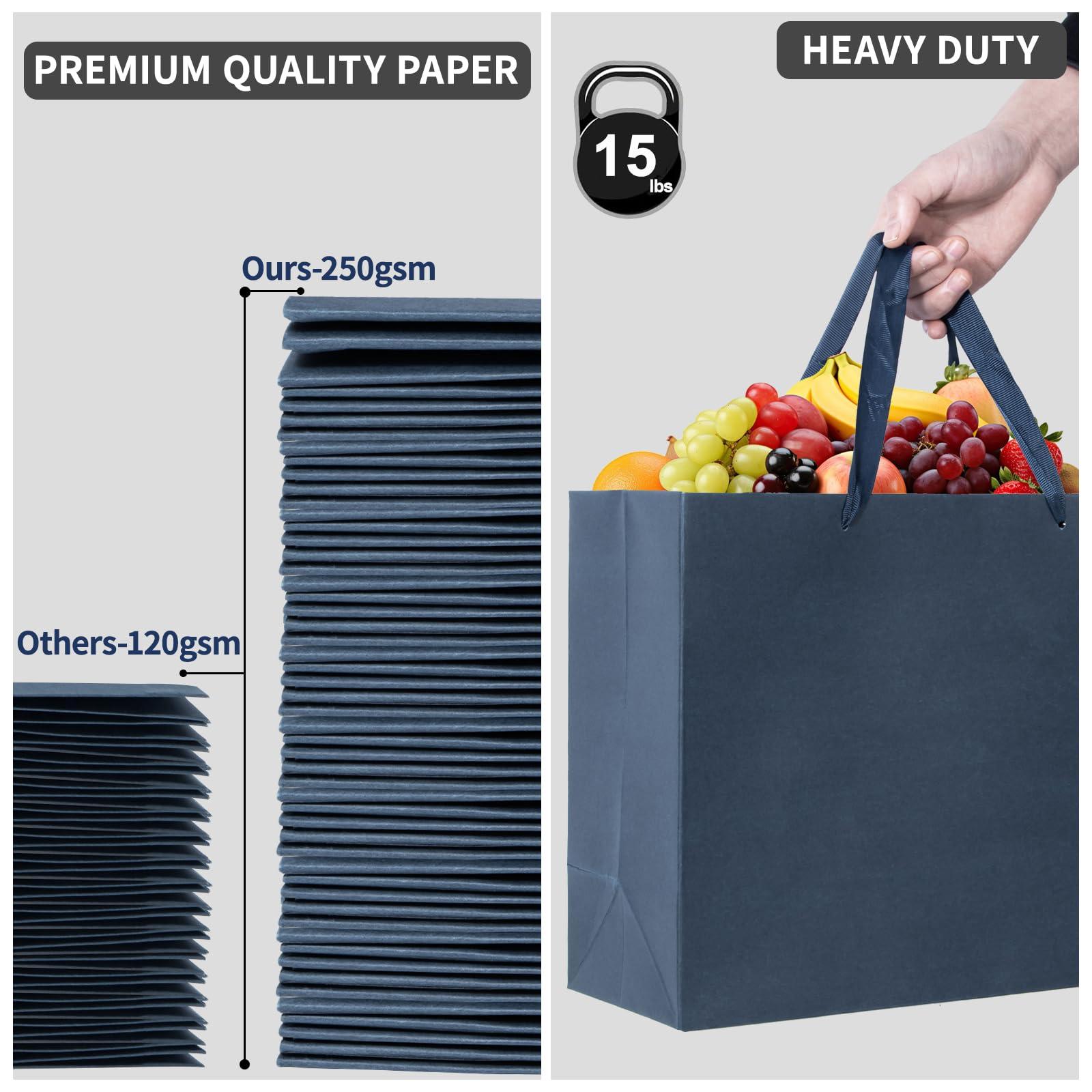 Dasofine Dasofine 25pcs Navy Blue Gift Bags, Large Gift Bags 13\" x 5\" x 10\", Thick Kraft Paper Favor Bags, Gift Bags with Handles for Party, Wedding, Baby Shower