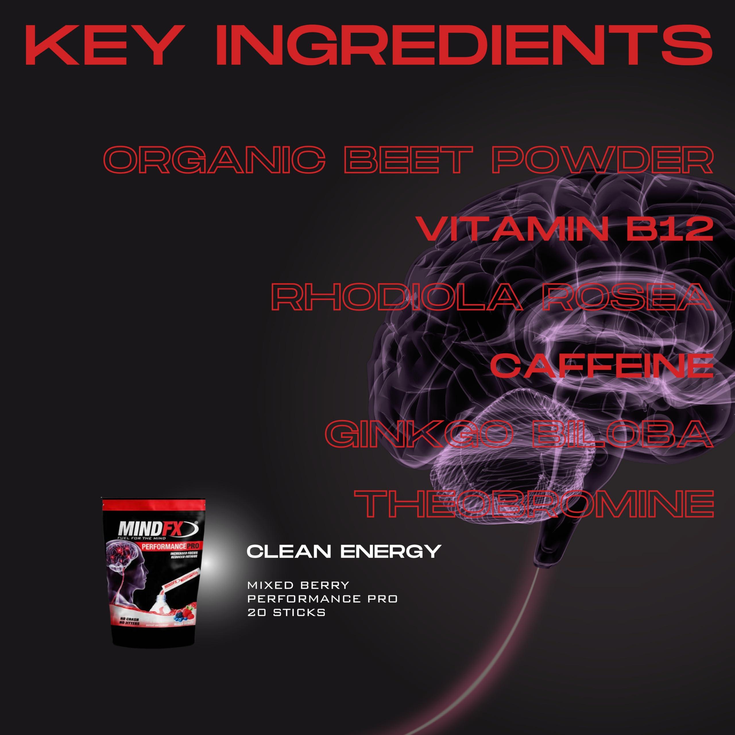 MINDFX MINDFX Performance Pro Blend - Mixed Berry | Nootropic Endurance Drink | Boost Focus, Concentration, and Brain Health | 20 Sticks | Natural Ingredients (Mixed Berry Pro, 1)