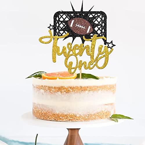 RoadSea RoadSea Football Happy 21st Birthday Cake Topper - Girl Boy 21 Years Old Birthday Cake Supplies - Sport Theme 21st Birthday Party Decorations - Twenty-one Sign