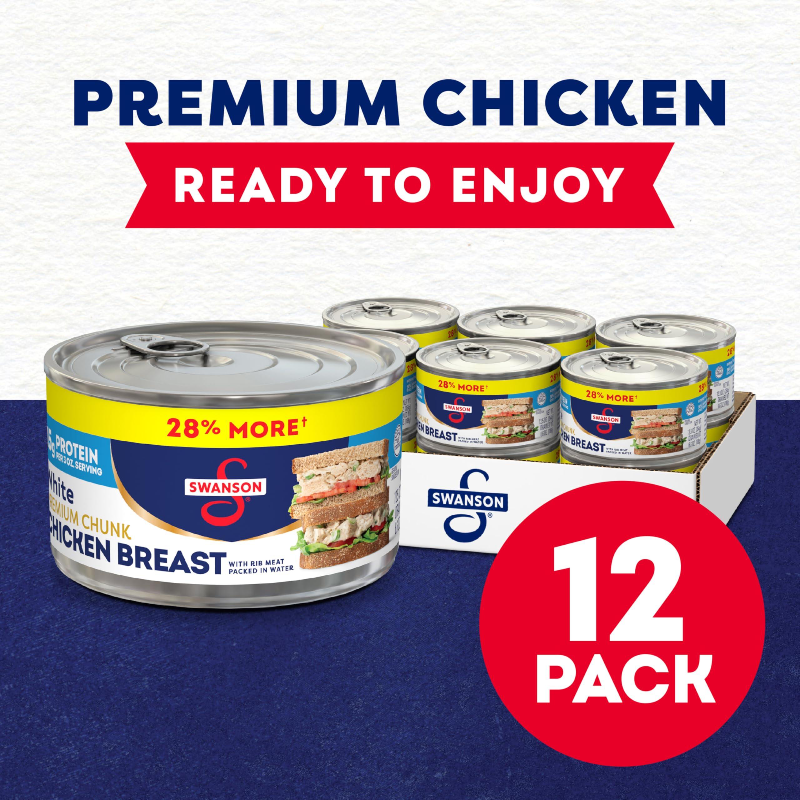 SWANSON S Swanson White Premium Chunk Canned Chicken Breast in Water, 12.5 OZ Can (Case of 12)