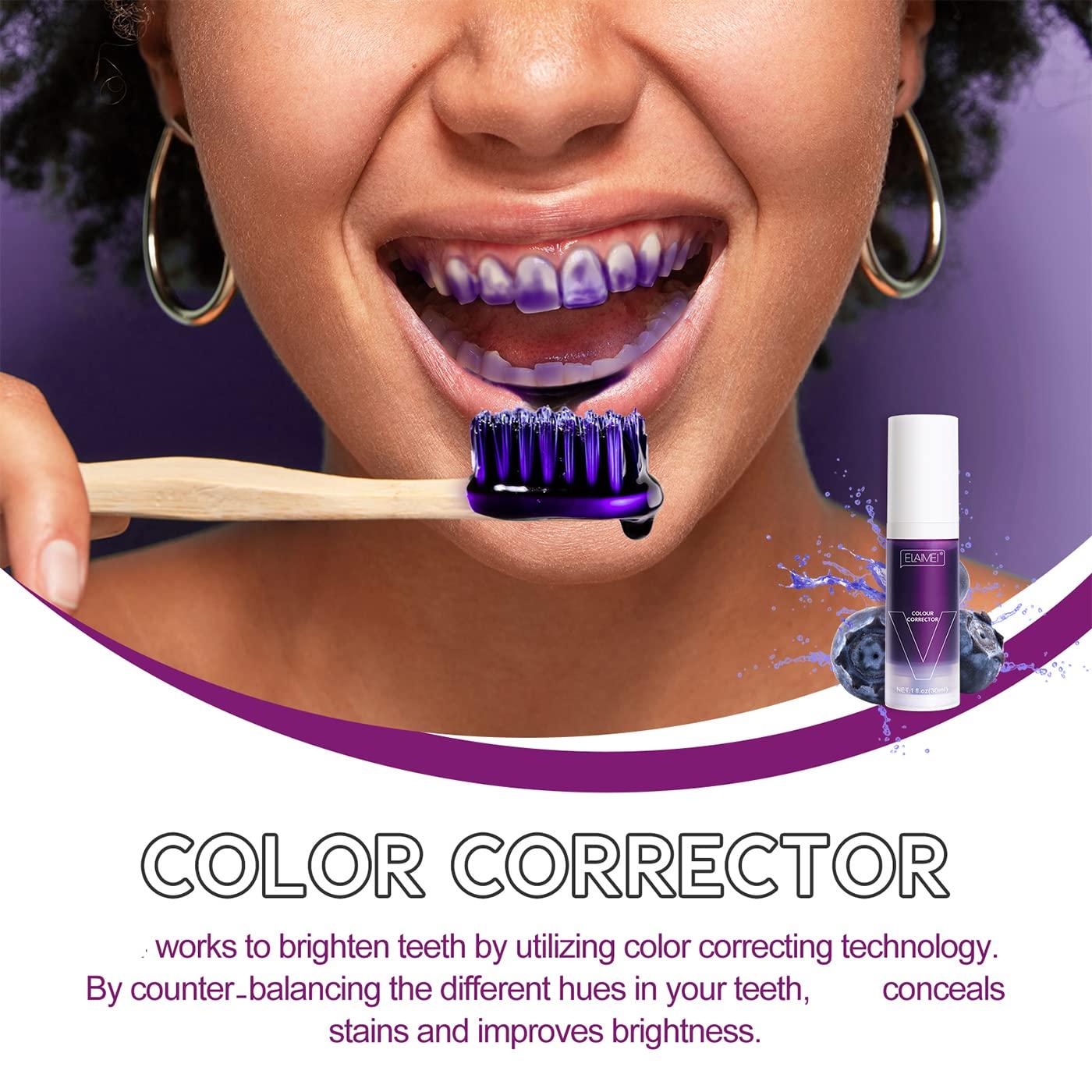 SayaFei Purple Toothpaste - Dental Color Corrector Serum in a Foam Formula to Remove Stains, (2PCS Blueberry)