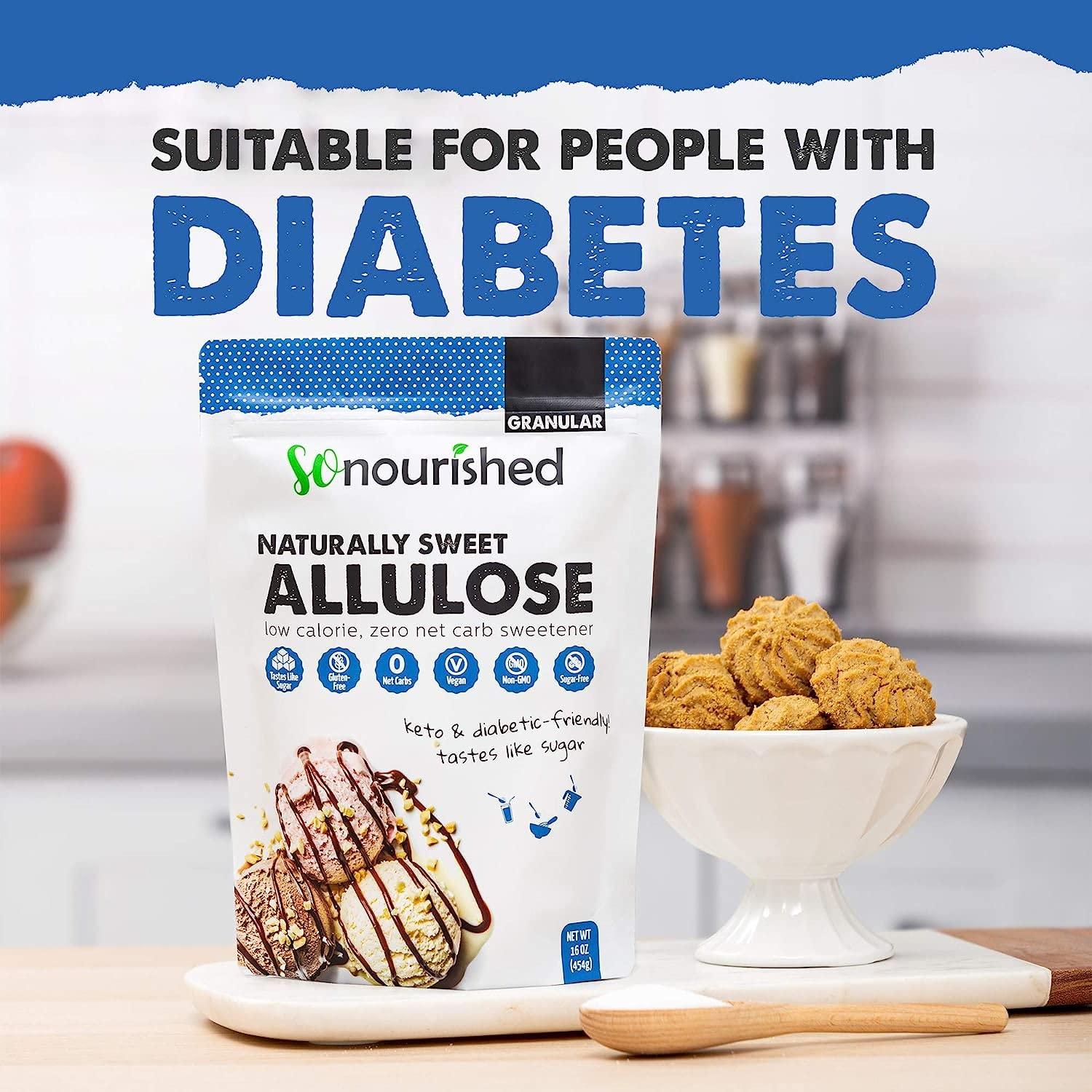 So Nourished Allulose Sweetener Granular - Keto Sugar Substitute - 0 Calorie, 0 Net Carb, Non-GMO (5 lb / 80oz)