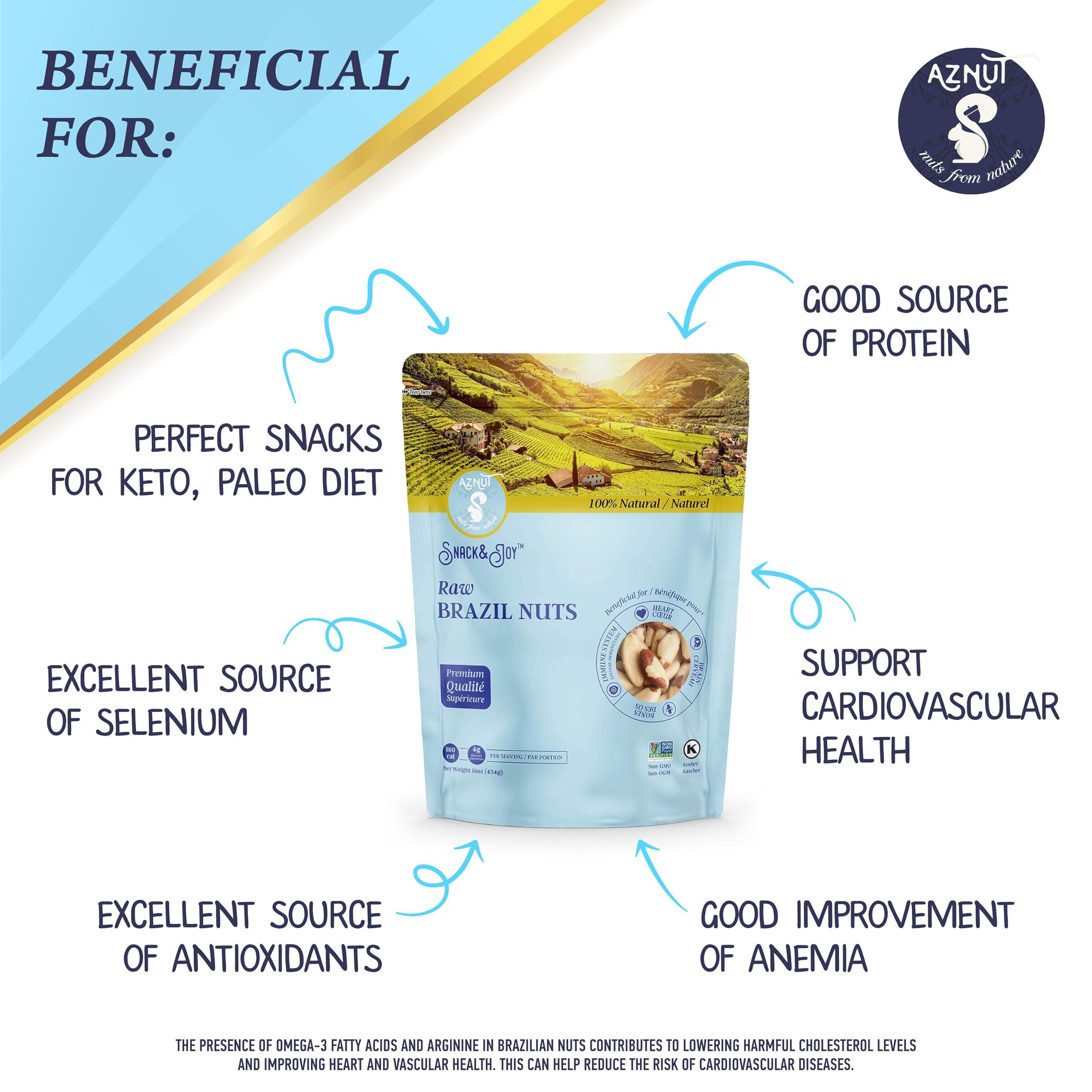 AZNUT AZNUT Roasted Unsalted Hazelnuts 2 LB & Raw Brazil Nuts 2 LB