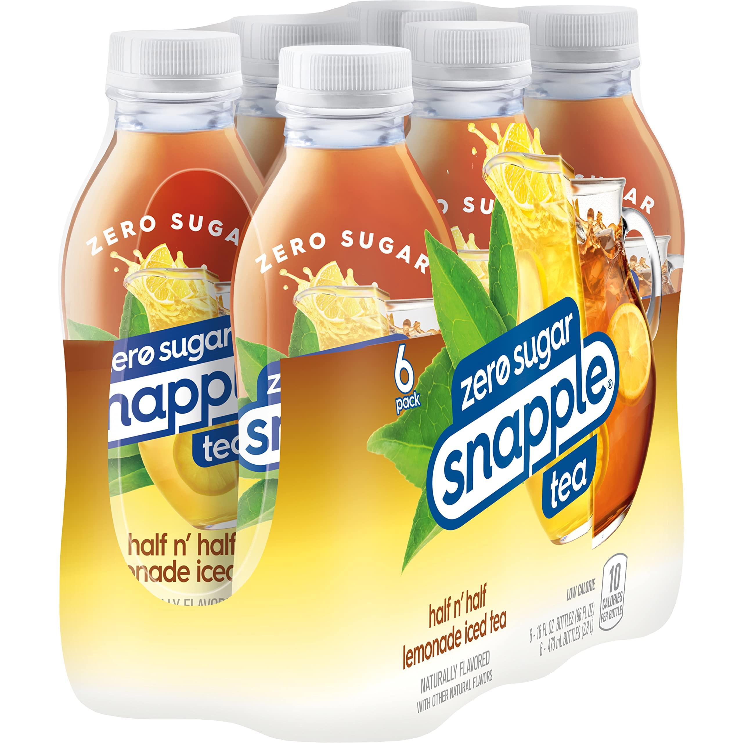 Snapple Snapple Zero Sugar Half \'n Half Tea, 16 fl oz recycled plastic bottle, 6 pack