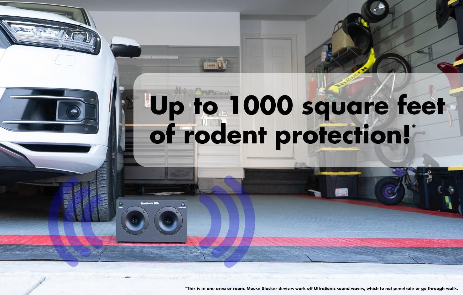 MouseBlocker MouseBlocker 1000x Powerful Plug-in Ultrasonic Mouse and Rodent Deterrent for Buildings, Garages, Attics and More. Works with All Rodents. Ultrasonic Rodent Repeller, Band