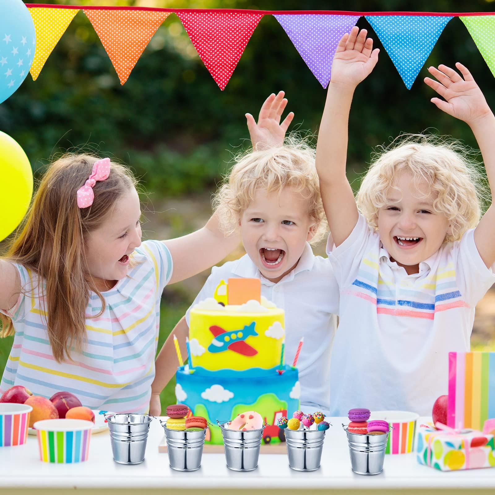 Potchen 50 Pack Mini Galvanized Buckets Small Metal Buckets Mini Tin Pails with Handles Mini Buckets Metallic Pails for Halloween Christmas Party Favors Vase Crafts Garden Planter 2.1 x 2 x 1.6 Inch