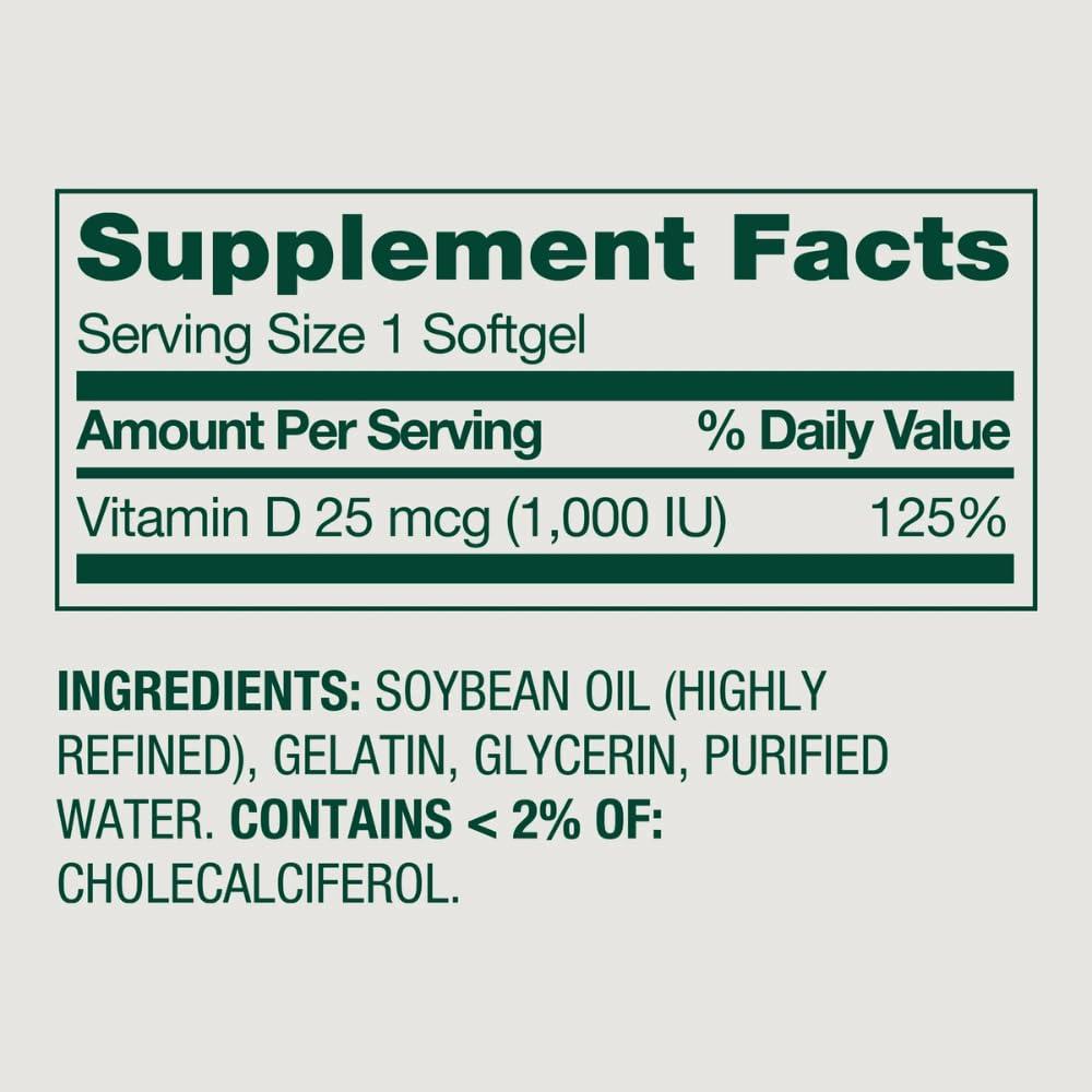 Ravazzi Spring Valley Vitamin D3 Supplement Softgels, 25 Mcg (1,000 IU), 450 Count and Card Gift of Ravazzi