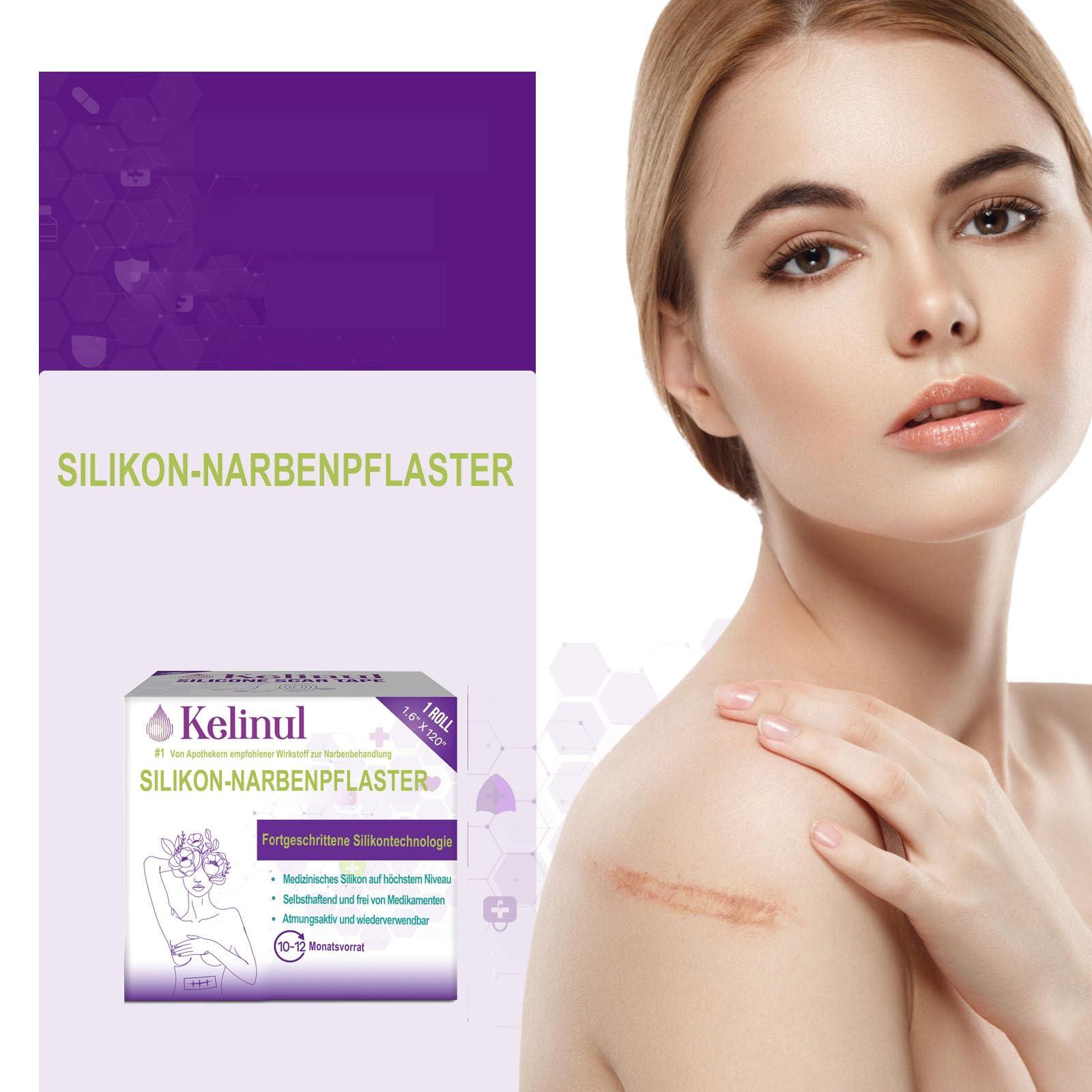 Kelinul Silicone Scar Sheets(1.6 x 120\"Roll-3M) Scar Removal Silicone Scar Tape for Softening and Flattening Scars, Acne, C-Section, Keloid Surgery, Painless Removal, Reusable, Washable, 10-12 Month Supply