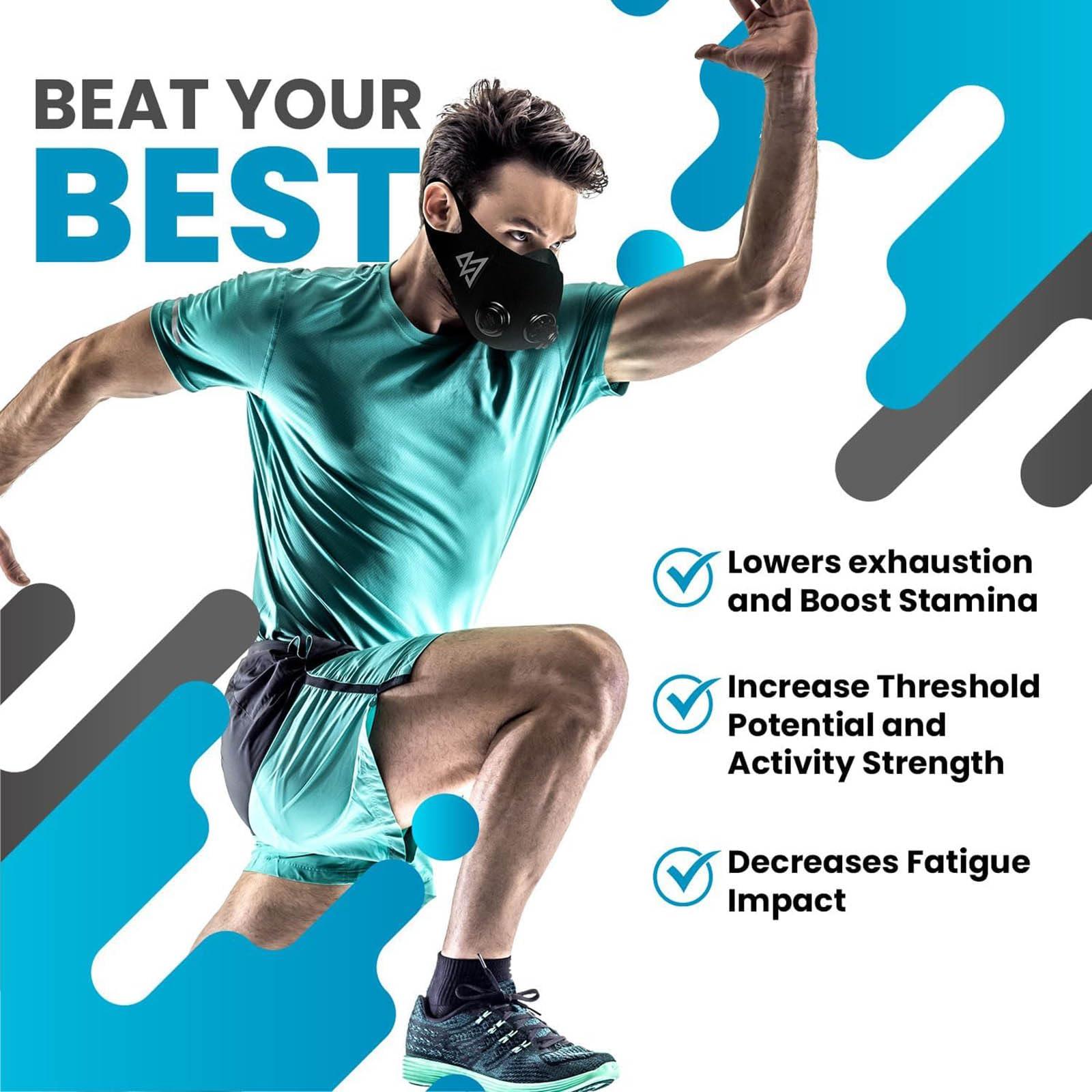 TRAININGMASK TRAININGMASK Elevation Training Mask 2.0 Blackout + Spray Clean - Multi-Patented with Clincal Studies,Stamina, Endurance (Medium)