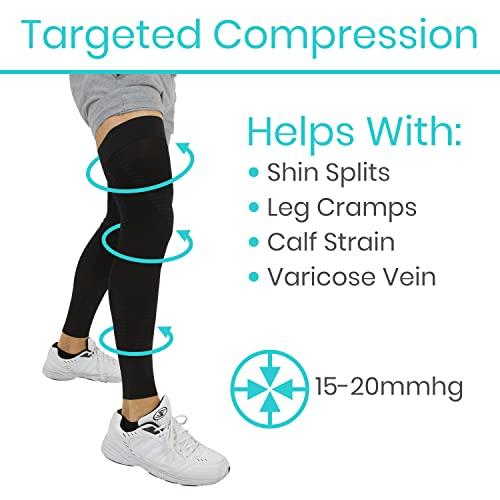 Vive Vive Full Leg Compression Sleeves for Men & Women (Pair) - Knee, Calf, & Thigh Support Brace Wrap for Basketball, Football, Wrestling - Footless Long Running Accessories for Shin Splints (Small)