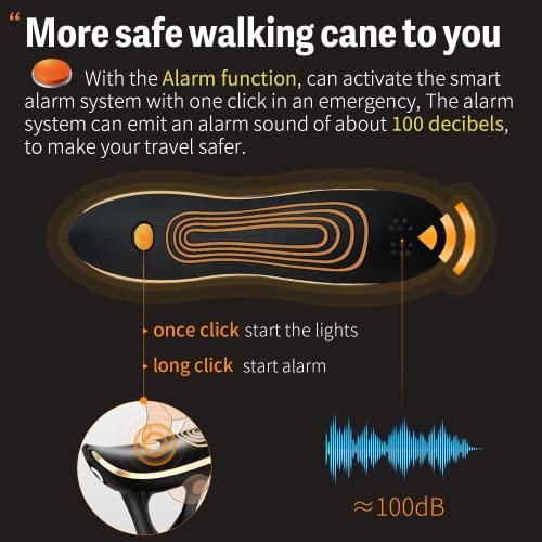 ispuoocti ispuoocti Folding Cane, Smart Alarm Foldable Cane with Light, Fashion Walking Cane for Women&Men, Adjustable Canes for Seniors, USB Direct Charging, Lightweight and Portable (Black)