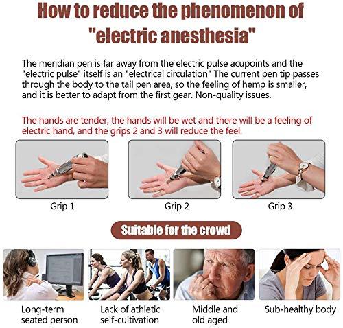 Winnes Acupuncture Pen for Pain Relief, Acupressure Pen Massage Pen Electric Meridian Pen Electronic Acupuncture Pen USB Rechargeable Pain Relief Massage Tool with 3 Massage Heads & 2 Massage Gel