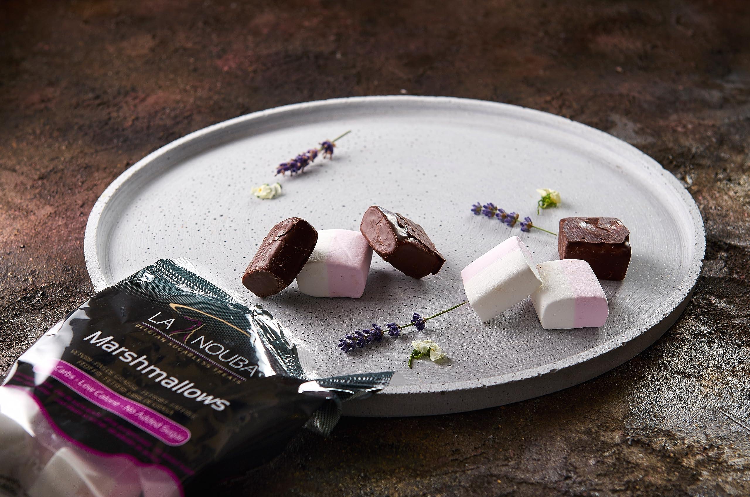 La Nouba La Nouba Sugar-Free Marshmallows 2.7 oz. Pack Low Calorie, Low Carb, Fat-Free and Gluten Free Snack Traditional Delicious Taste All Natural and Healthy Marshmallows