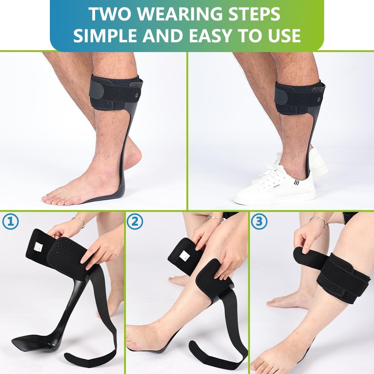 Komzer Komzer AFO Drop Foot Brace, Medical Ankle Foot Orthosis, Lightweight Foot Support Stabilizer, Drop Foot Postural Correction Brace for Men and Women (XL-Right)