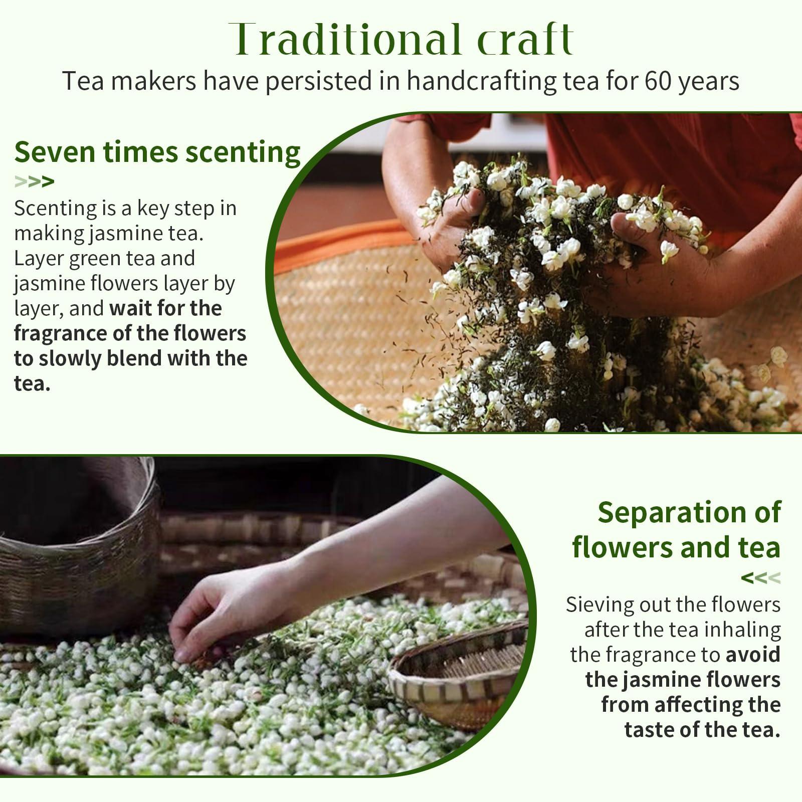 XIXICHA XIXICHA Jasmine Tea Loose Leaf Grade AAA Jasmine Green Tea Chinese Tea Green Tea New Tea Premium Chinese Jasmine Tea 4.23oz/120g