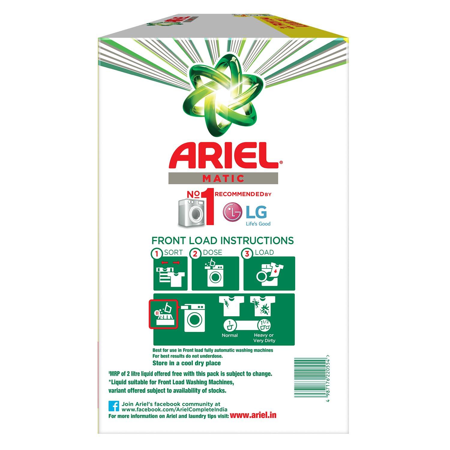 ARIEL Ariel Matic Front Load Detergent Powder 5kg + Ariel Matic Front Load 2L Liquid Free