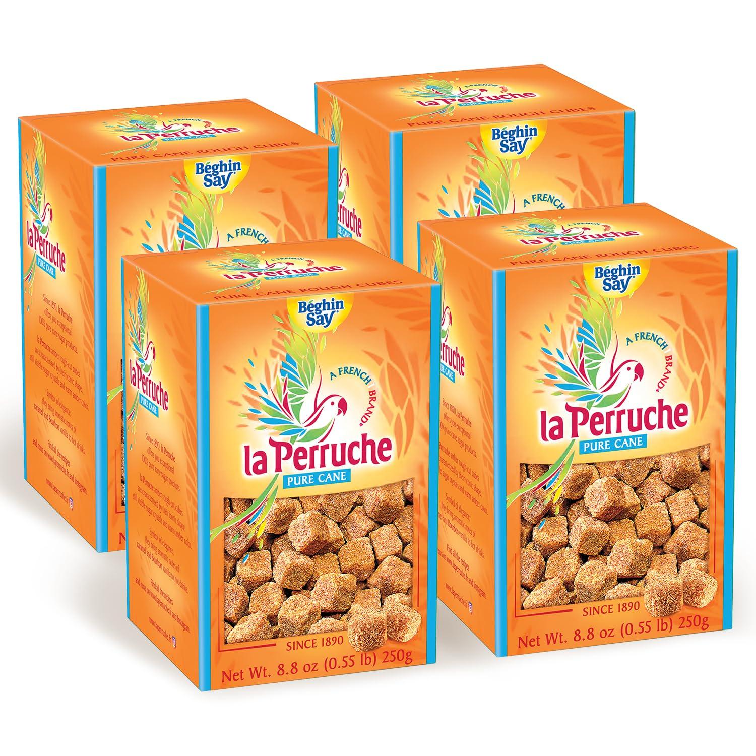 Le Perruche La Perruche Pure Cane Brown Sugar Cubes (250g/8.8oz box) | Ideal Sugar Cubes for Coffee | Pack of 4