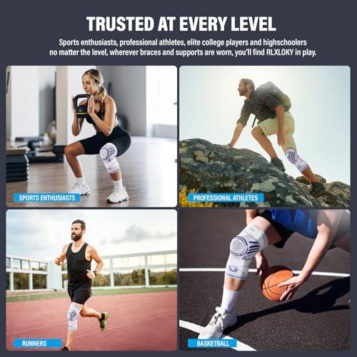 RLXLOKY RLXLOKY Knee Braces for Knee Pain, Men &women, 2 Pack knee braces set, Knee Brace Compression Sleeves, Knee Support for Running, Basketball, Volleyball, Football(L)