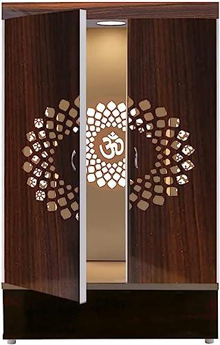 Devyom Customized Wooden Cabinet Desginer Mandir With LED/Mandir For Home & Office/Temple For Home/Pooja Ghar/Mandir With Lights/Storage