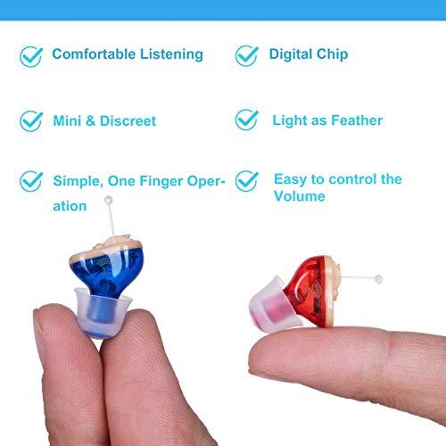Brefonak Hearing Amplifier for Seniors Adults Noise-Cancelling - Ear Amplifier Invisible Voice Sound Amplifiers Elderly Listening Assistance Device Hearing Aid Cleaning Tools Included for Right Ear