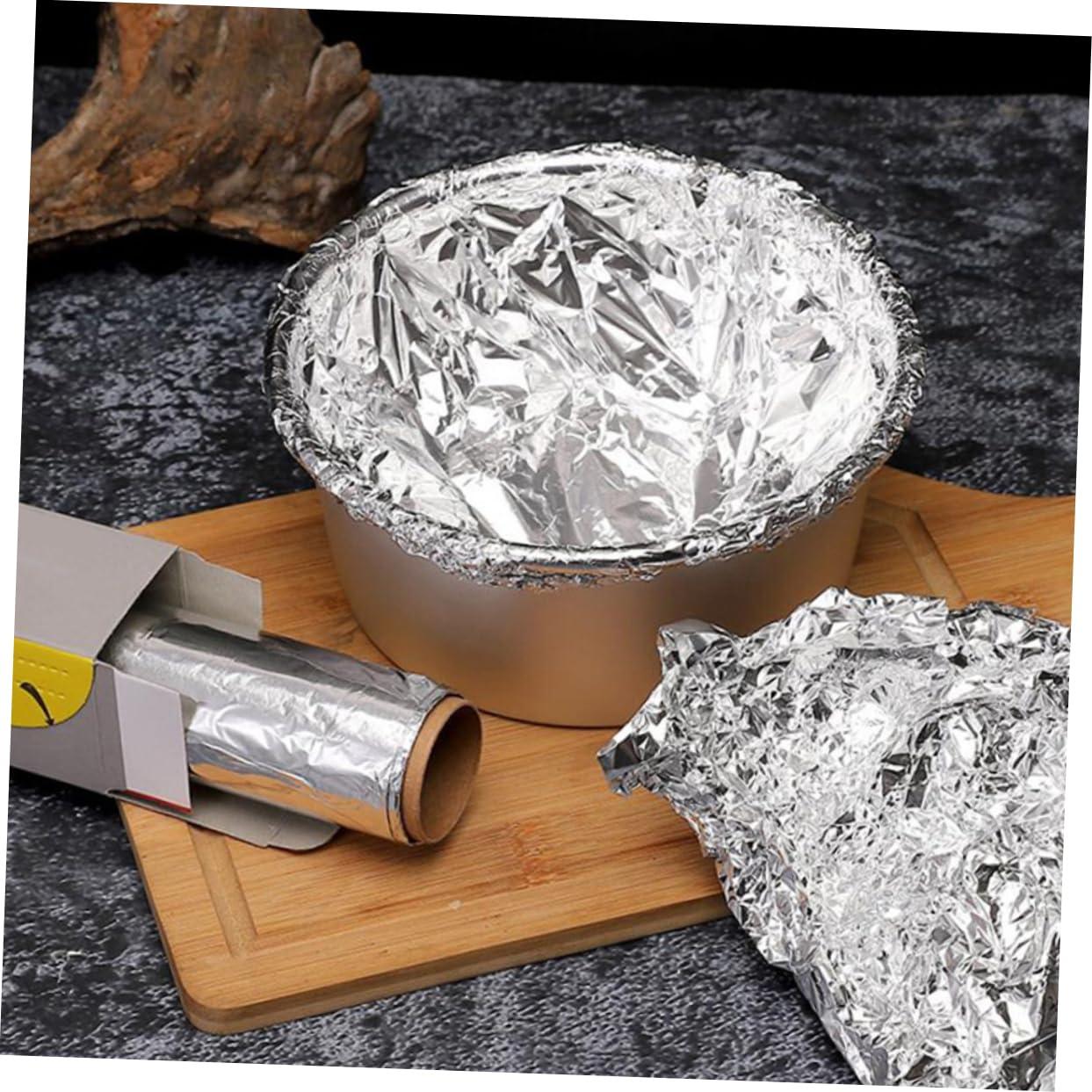 Healeved 4 Rolls aluminum foil paper aluminum foil wrap tinfoil Cooking Tin Foil tray foil pie tin BBQ Tin Foil aluminum baking tin foil wraps pan bakeware