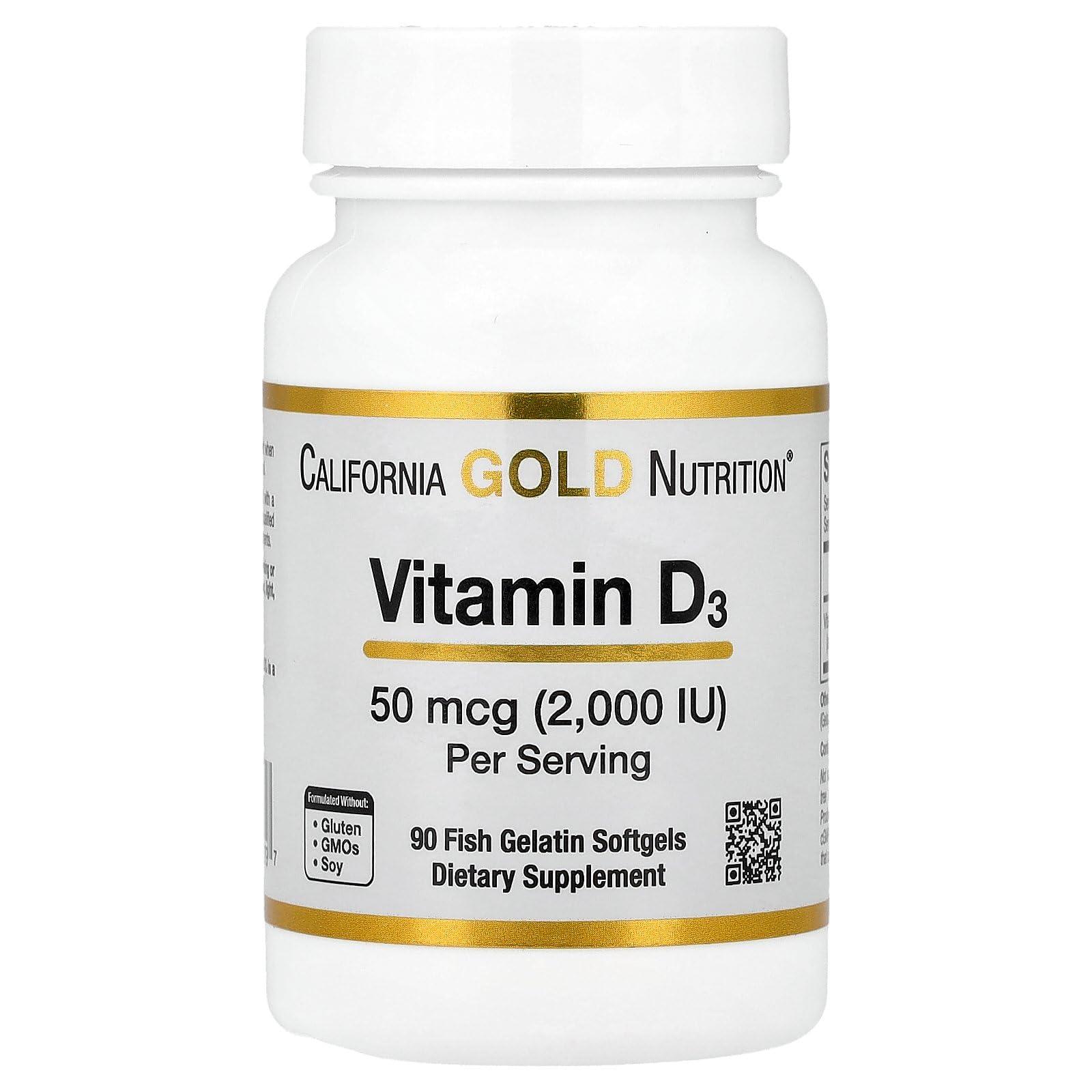 California Gold Nutrition California Gold Nutrition Vitamin D3, 50 mcg (2,000 IU), 90 Fish Gelatin Softgels