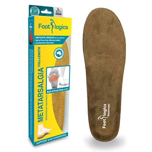 Foot logics Footlogics Orthotic Shoe Insoles with Built-in Raise for Ball of Foot Pain, Morton’s Neuroma, Flat Feet - Metatarsalgia, Pair (Full Length, Large (Men's 10-11.5, Women's 11.5-13))