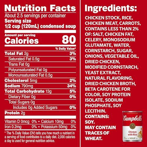 Campbell\'s Campbells Condensed Chicken With Rice Soup, 10.5 Ounce Can