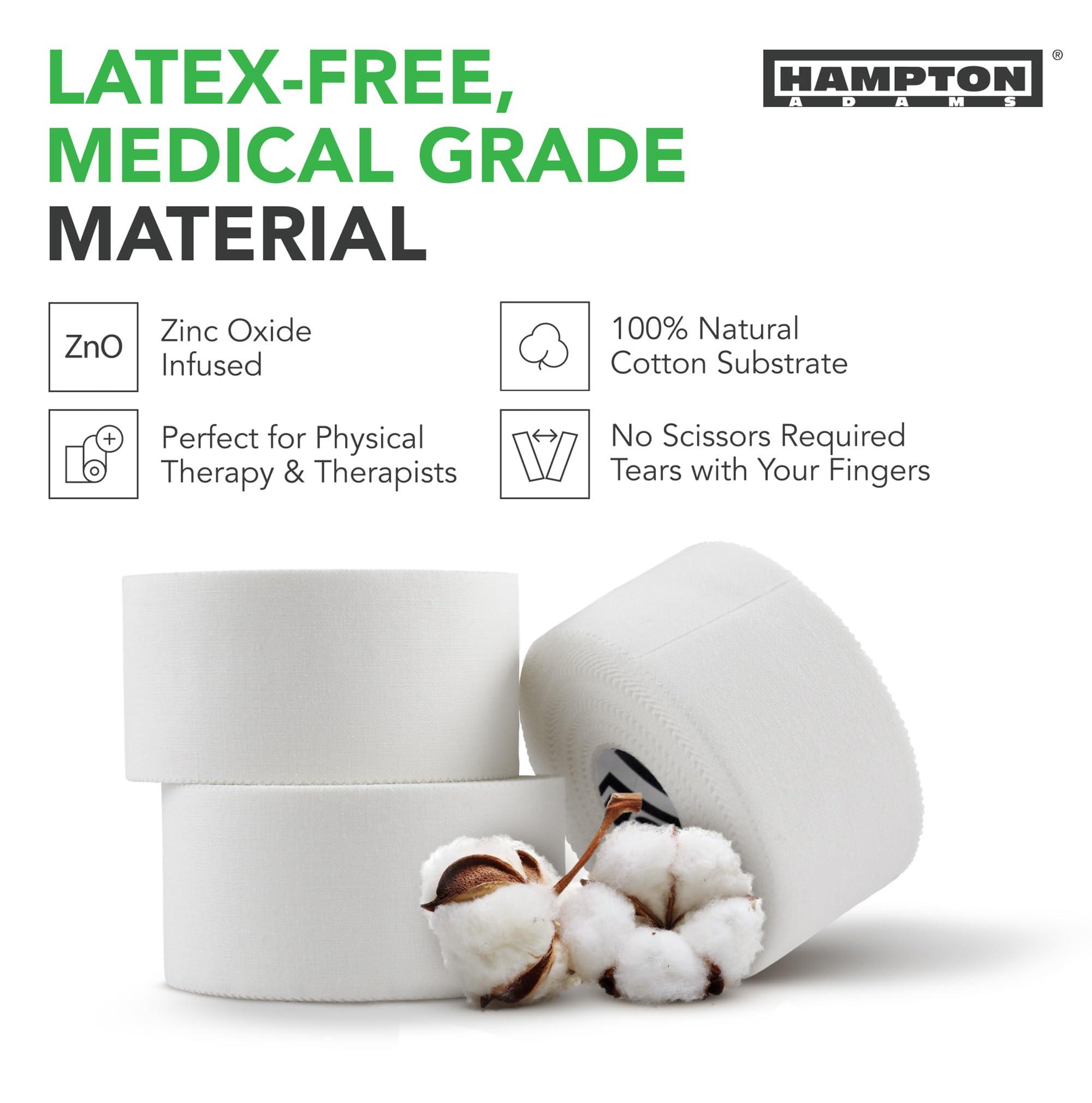 Hampton Adams Hampton Adams | As Seen on Shark Tank | Original Sports Medical Athletic Tape (8-Pack) | 45ft Rolls | No Sticky Residue Easy Tear | for Athletes Trainers First Aid Injury Wrap | Ankles Wrist (White)