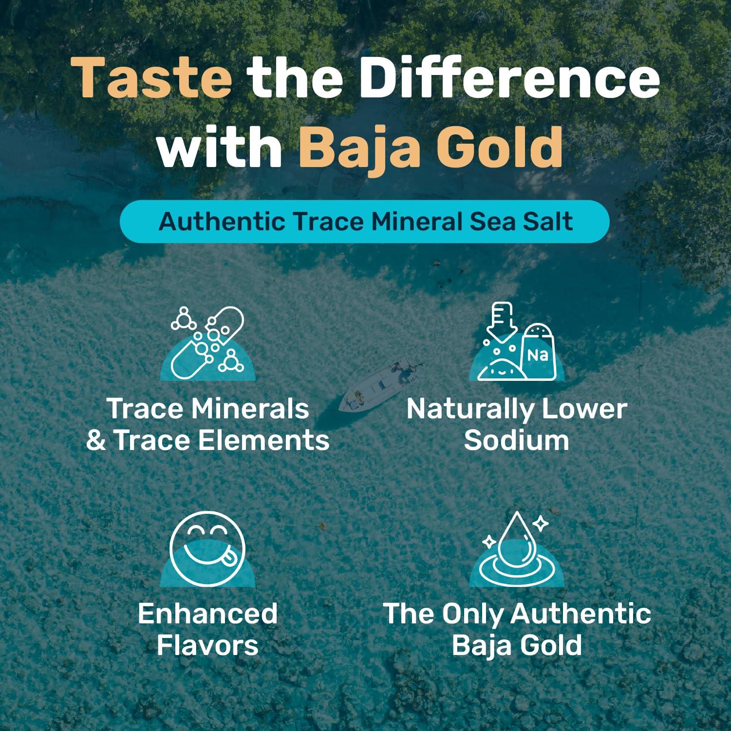 Baja Gold Baja Gold Mineral Sea Salt - Pure & Organic Authentic Salt for Cooking & Baking | Fine Grind Sea Salt - Low Sodium | Natural Baja Salt - Ideal for All Culinary Uses | 1 lb. Resealable Bag, 300+ Servings