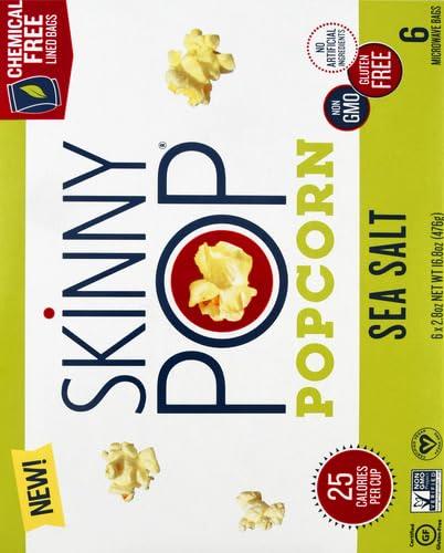 SkinnyPop Skinny Pop Sea Salt Microwave Popcorn, 16.8 OZ (Pack of 2)