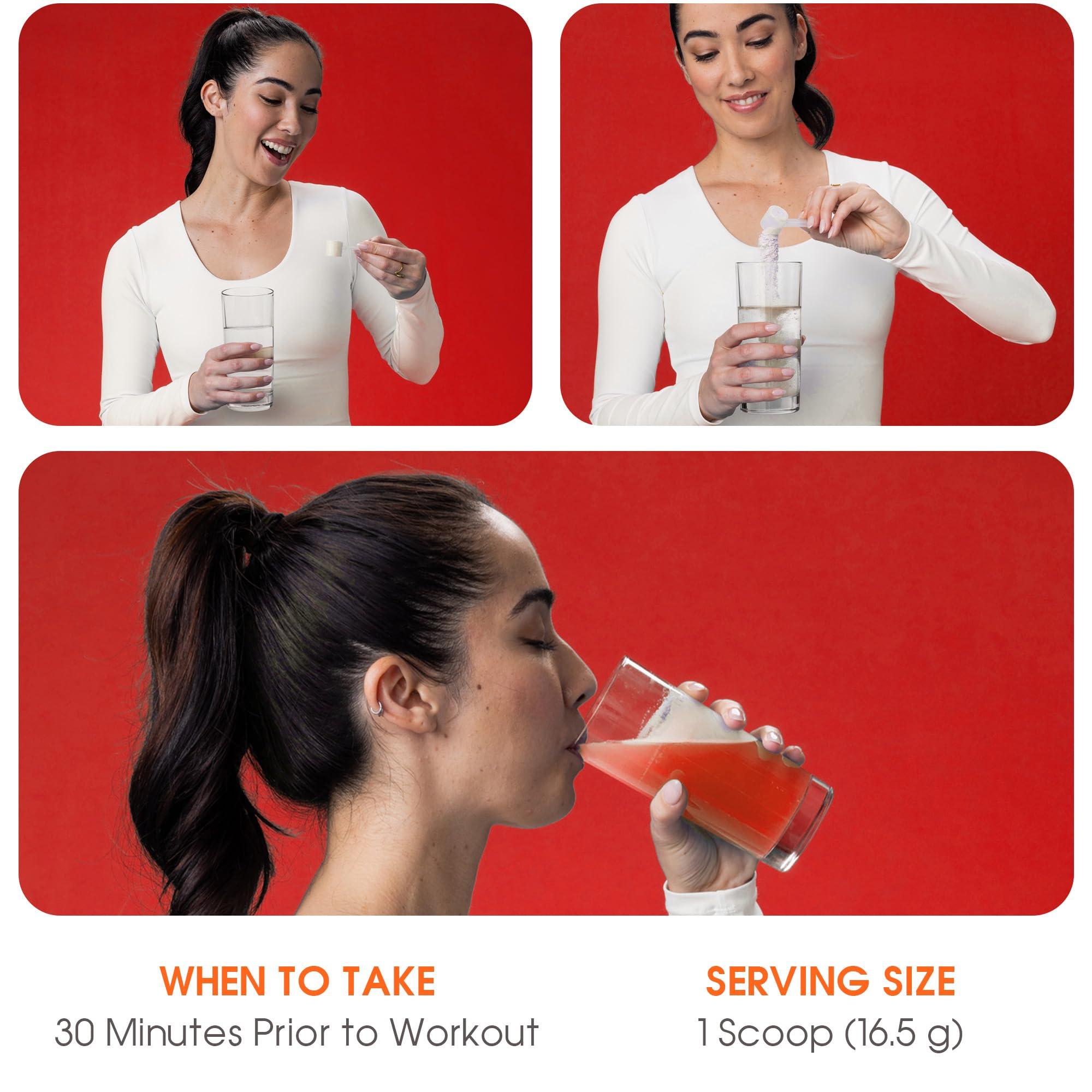 The Genius Brand Genius Energized Pre Workout Powder, Sour Cherry - Caffeine Free Pre-Workout Booster Supplement with Beta Alanine & Alpha GPC - No Artificial Sweetener or Dyes