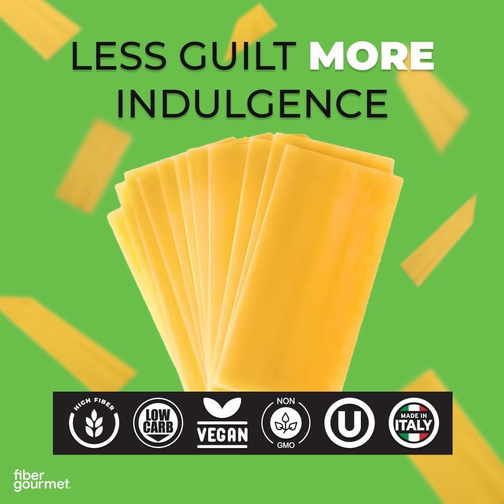 Fiber Gourmet Fiber Gourmet Pasta - Light Lasagna Pasta - Low Net Carb, Fiber-Rich, Low Calorie, Healthy Pasta - Made in Italy, Kosher, Vegan, Non-GMO - 8 Oz, Pack of 2