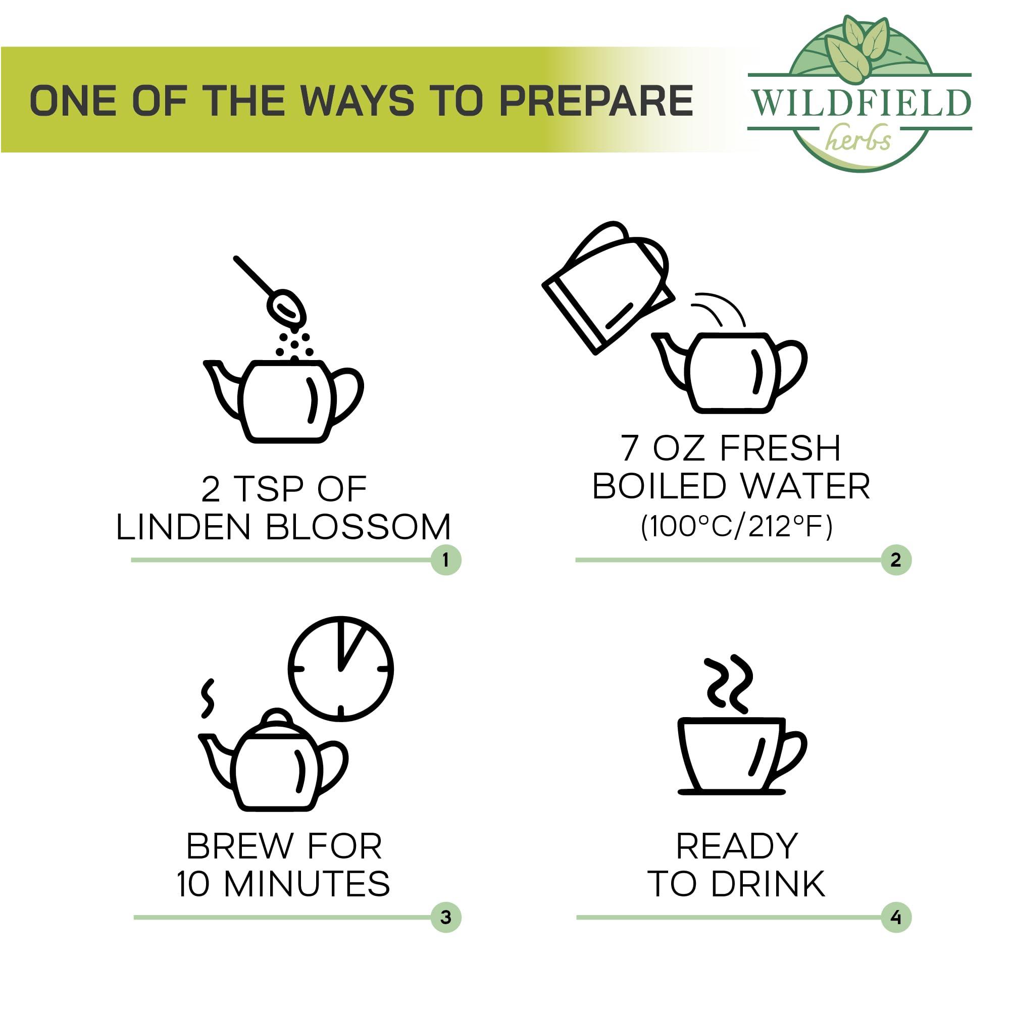 WILDFIELD HERBS 1.8 oz. Linden Tea Dried Linden Flower Tea Herbal (Tilia cordata) - 50g Linden Flowers Tea Herb Lipa
