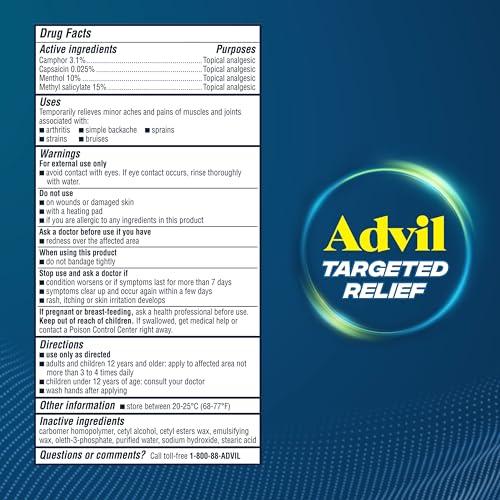 Advil Advil Targeted Relief Pain Relieving Cream, Up to 8 Hours of Powerful Relief of Minor Arthritis Pain, Joint Pain, Lower Back Pain and Muscle Pain - 2.3 oz