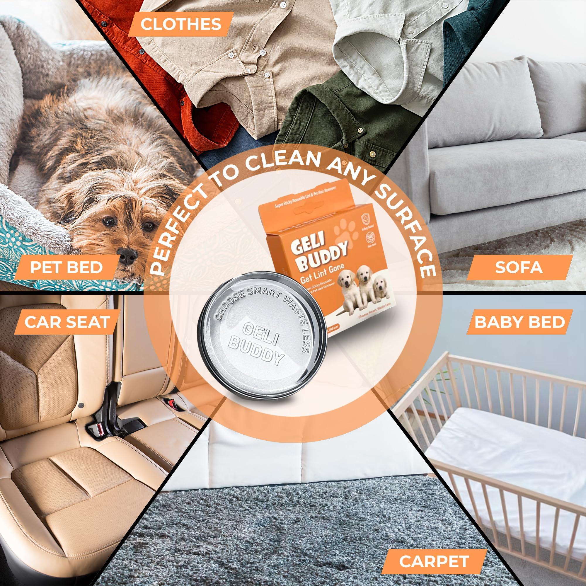 INBEBO INBEBO Geli Buddy - Pet Hair and Lint Remover for Clothes, Sofa, Furniture, Carpet, and Car Cleaning - Cat and Dog Hair Remover - 30,000 Uses & Earth-Friendly Pet Hair Removal Tool - Small, Orange