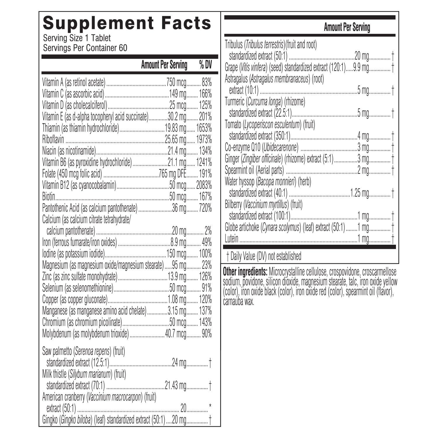 Swisse Swisse Daily Multivitamin for Men 50 and Over | 39 Vitamins, Antioxidants and Minerals + Adaptogens | Energy & Immune Support | Mens 50+ Multivitamins Supplement | 60 Tablets