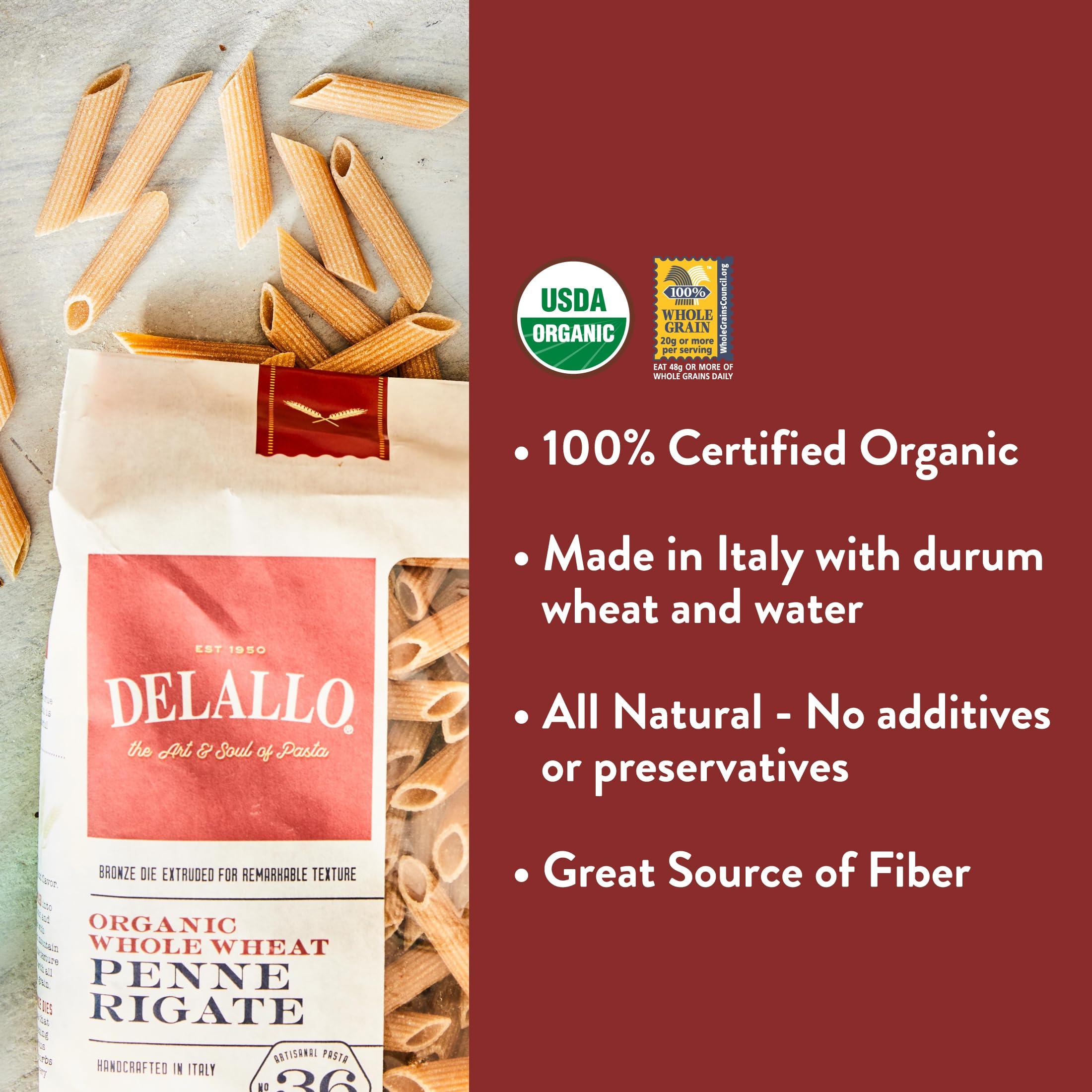 DeLallo DeLallo Whole Wheat Penne, 1 Pound Bag, 4 Pack, 100% Certified Organic, Made in Italy, Whole Grain