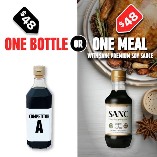 Shinangchon SANC All Purpose Korean Soy Sauce, 12.2 Fl Oz (Pack of 3) A Must-Have for Every Pantry, Low-Sodium Salt Substitute, NON-GMO Bean, No Artificial Additives, Naturally Brewed with Music Fermentation