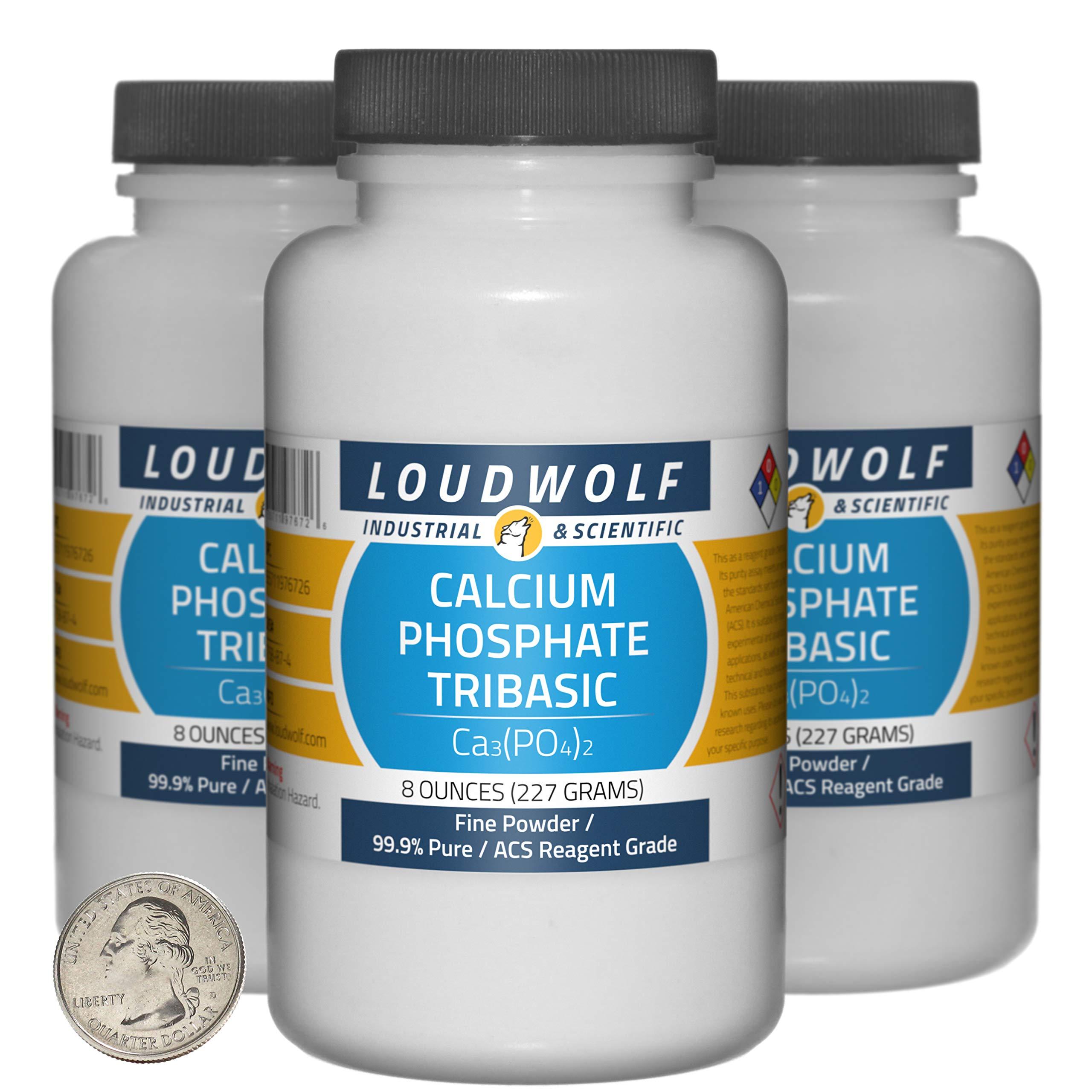 Loudwolf Calcium Phosphate Tribasic / 1.5 Pounds / 3 Bottles / 99.9% Pure ACS Reagent Grade/Fine Powder/USA
