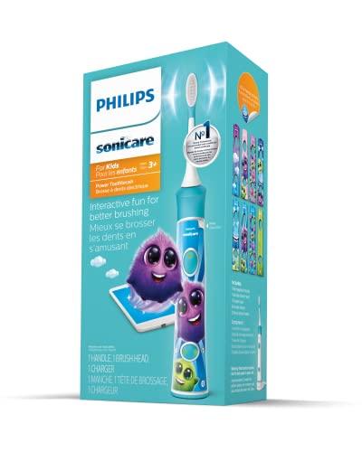Philips Sonicare Philips Sonicare for Kids 3+ Bluetooth Connected Rechargeable Electric Power Toothbrush, Interactive for Better Brushing, Turquoise, HX6321/02