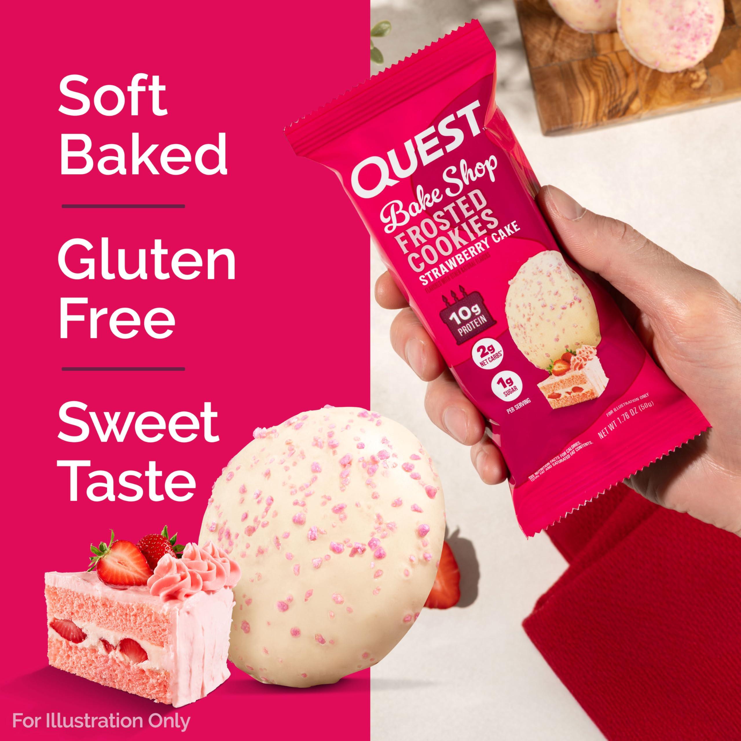 Quest Nutrition Quest Nutrition Frosted Cookies Twin Pack, Strawberry Cake, 1g Sugar, 10g Protein, 2g Net Carbs, Gluten Free, 16 Cookies