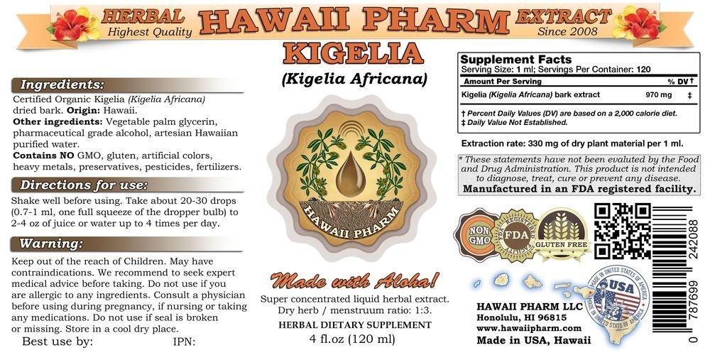 HawaiiPharm Kigelia Liquid Extract, Kigelia (Kigelia Africana) Dried Fruit Powder Tincture Supplement 2 oz
