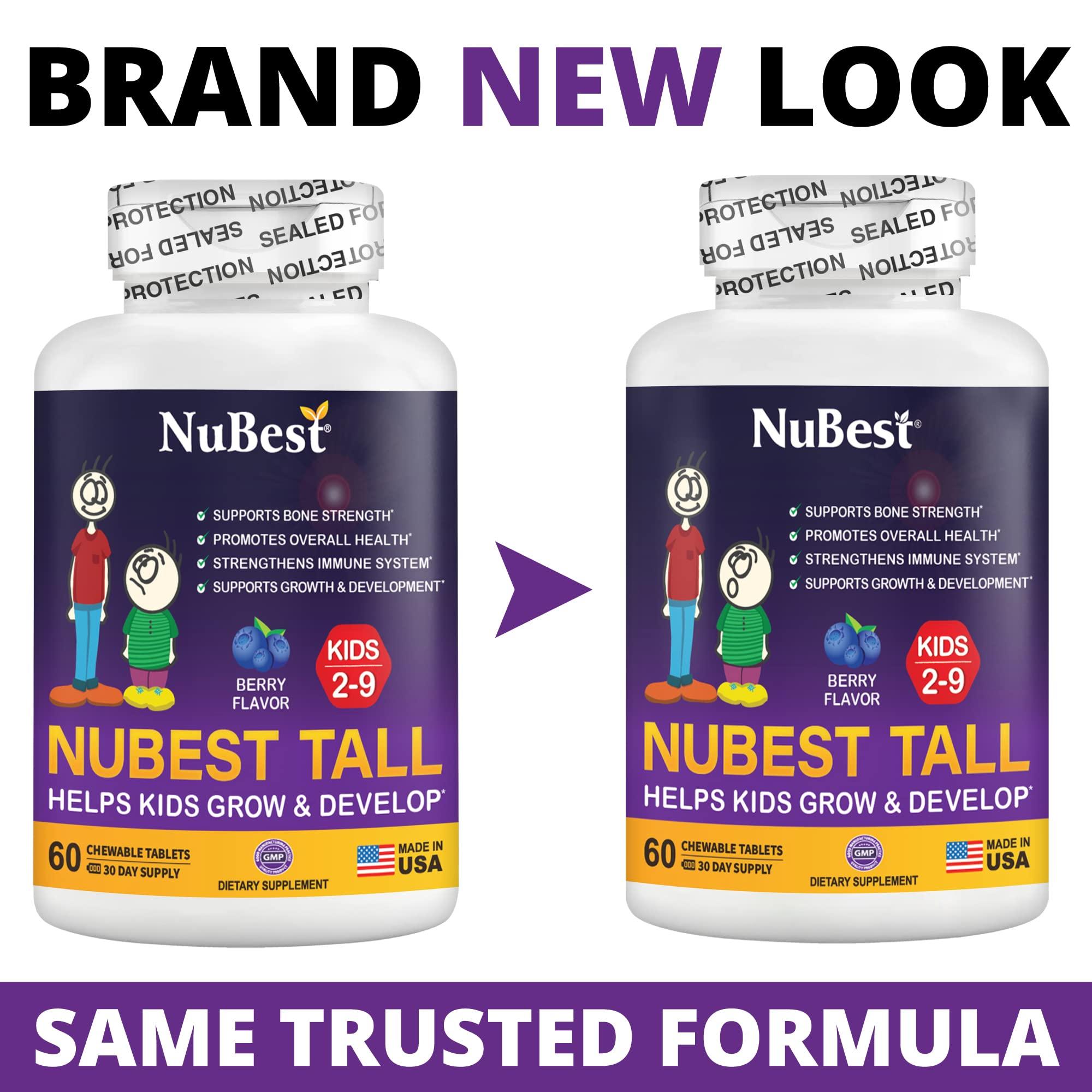 NuBest NuBest Tall Kids - Toddlers Vitamins & Kids Vitamins for Age 2 to 9 - Bone Strength & Immunity Support - Helps Kids, Toddlers Healthy - Animal Shapes - 60 Chewable Berry Tablets | 1 Month Supply